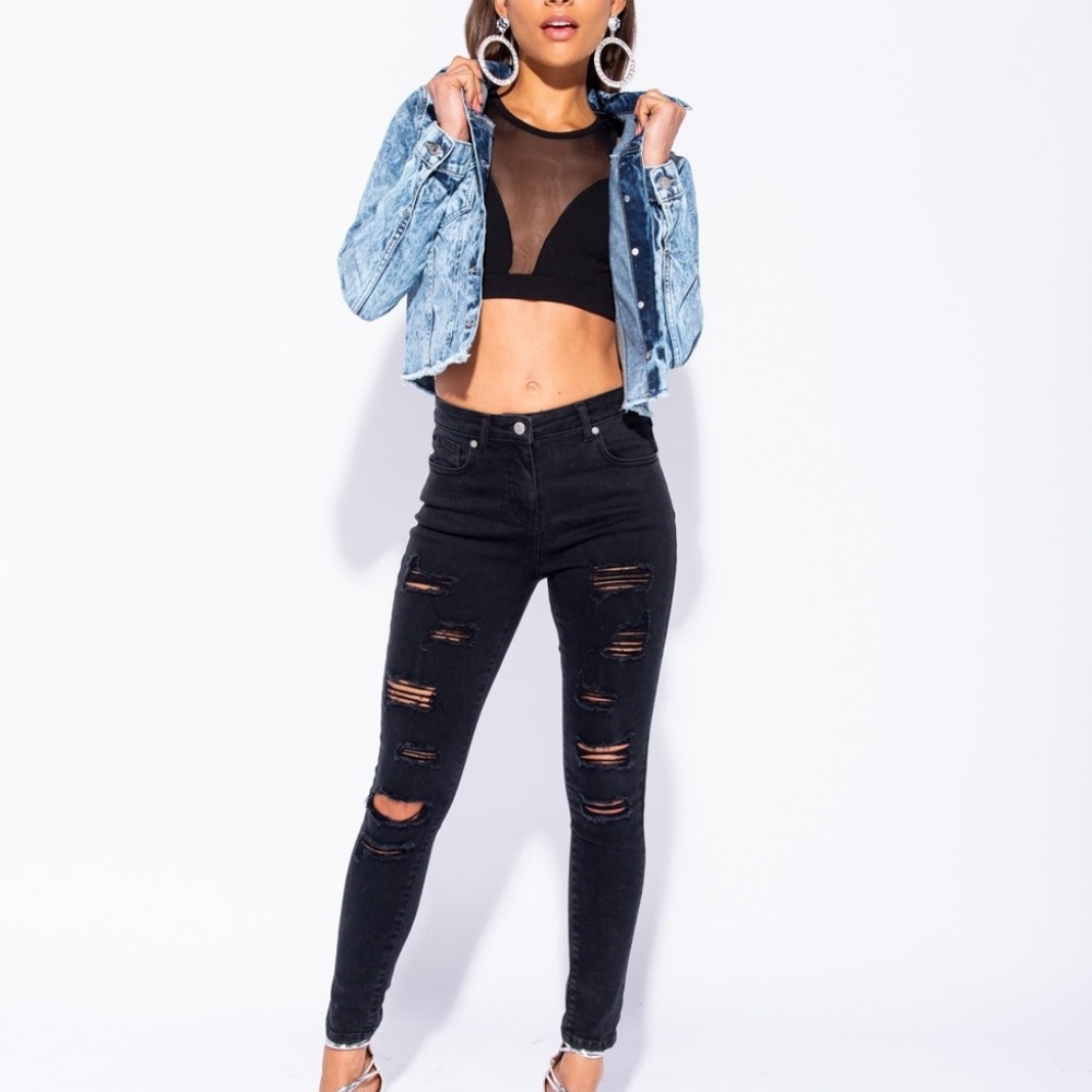 Last One! NWT Acid Wash Denim Jeans Jacket - Picture 5 of 8